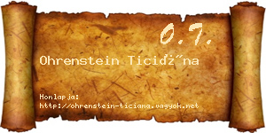 Ohrenstein Ticiána névjegykártya
